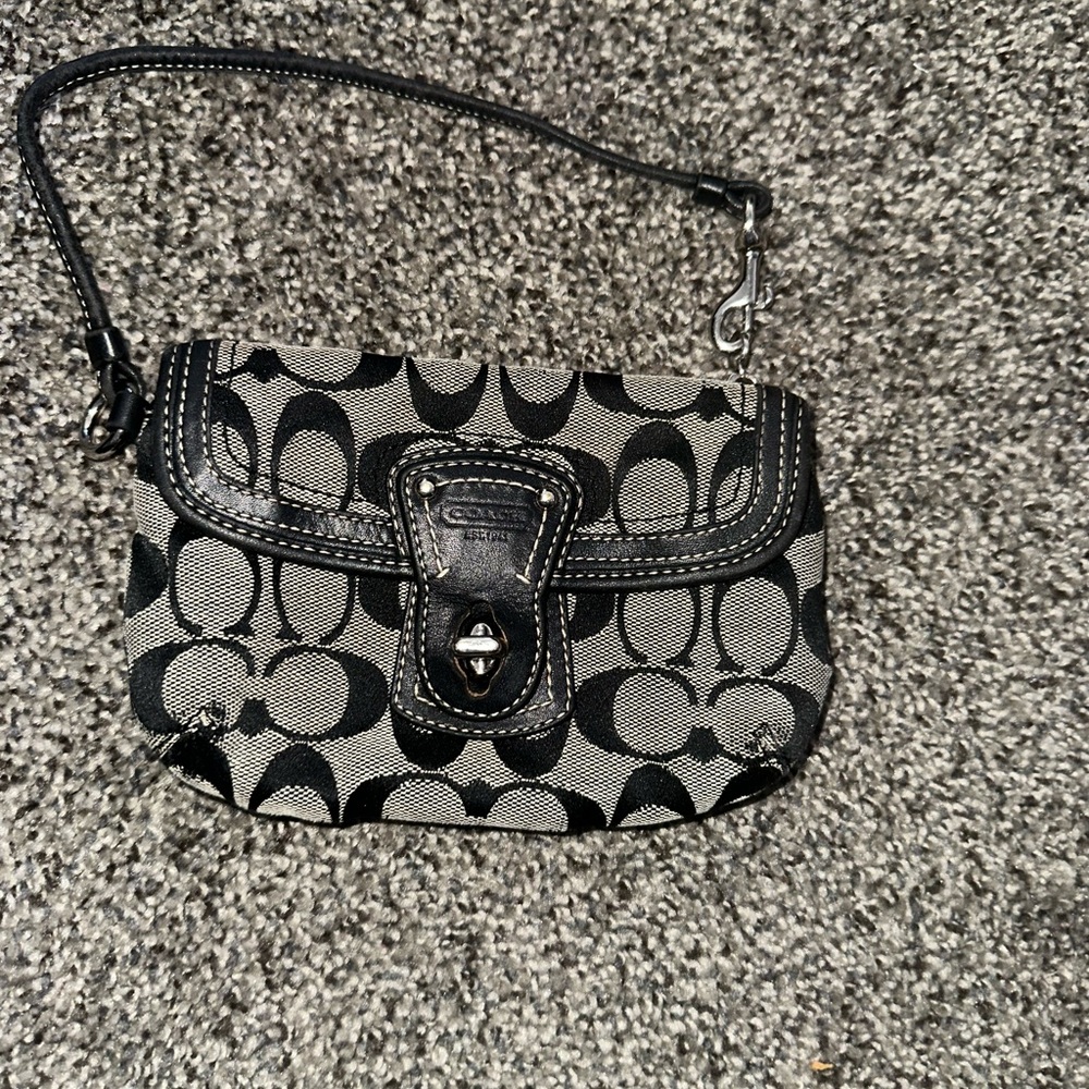 Coach Black and Gray Signature Wristlet